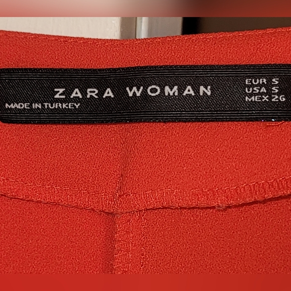 Zara |💃Red Ruffle Sleeve Shift Dress Oversized V Neck Women's Small - Picture 4 of 7